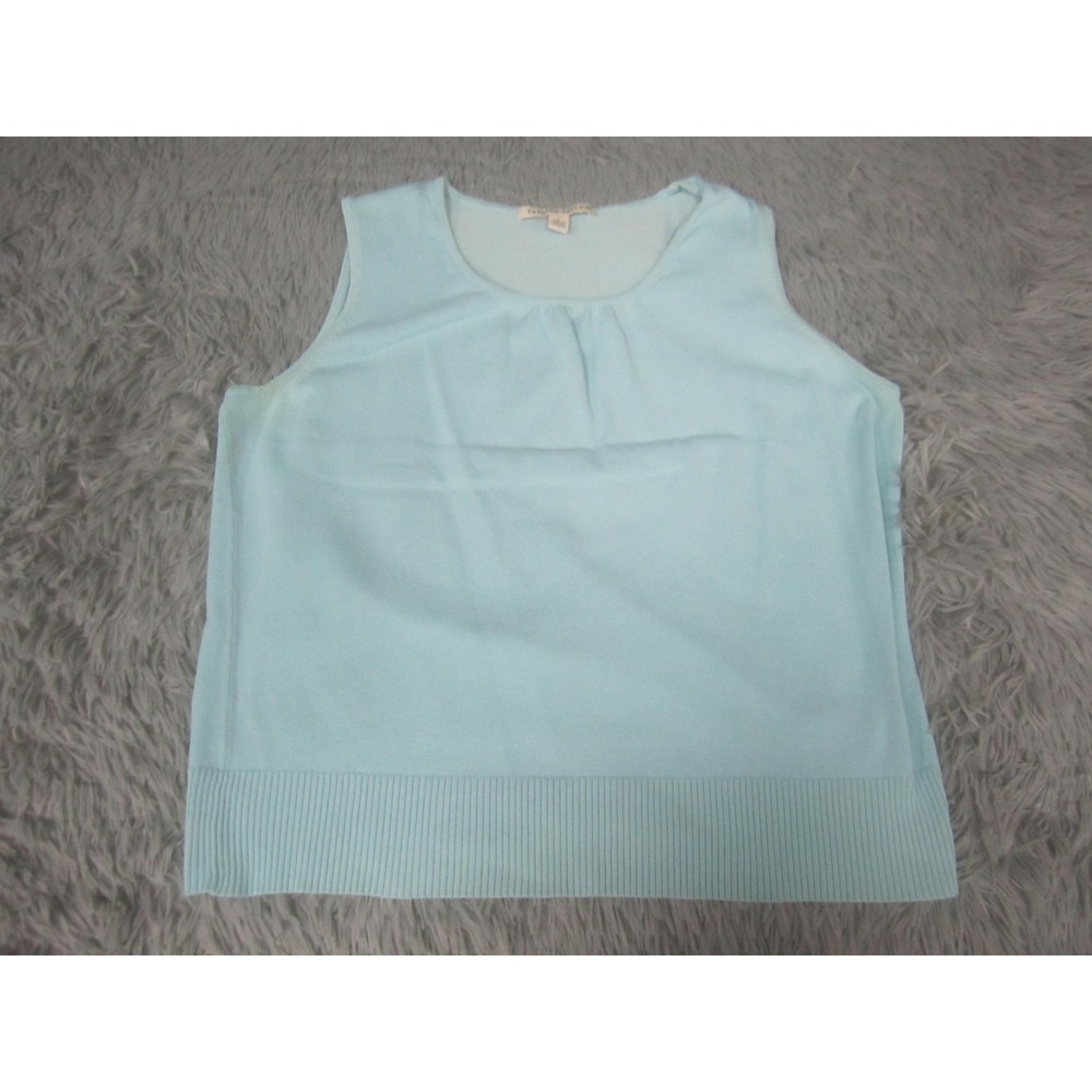 Carolyn Taylor Sweater Tank Womens Large Blue Sleeveless Scoop Neck Knit Top‎